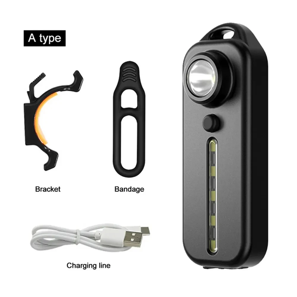 Mini LED Flashlight USB Rechargeable Bike Light Portable Pocket Flashlight Keychain Lamp Bicycle Taillight Flash Warning Light 6