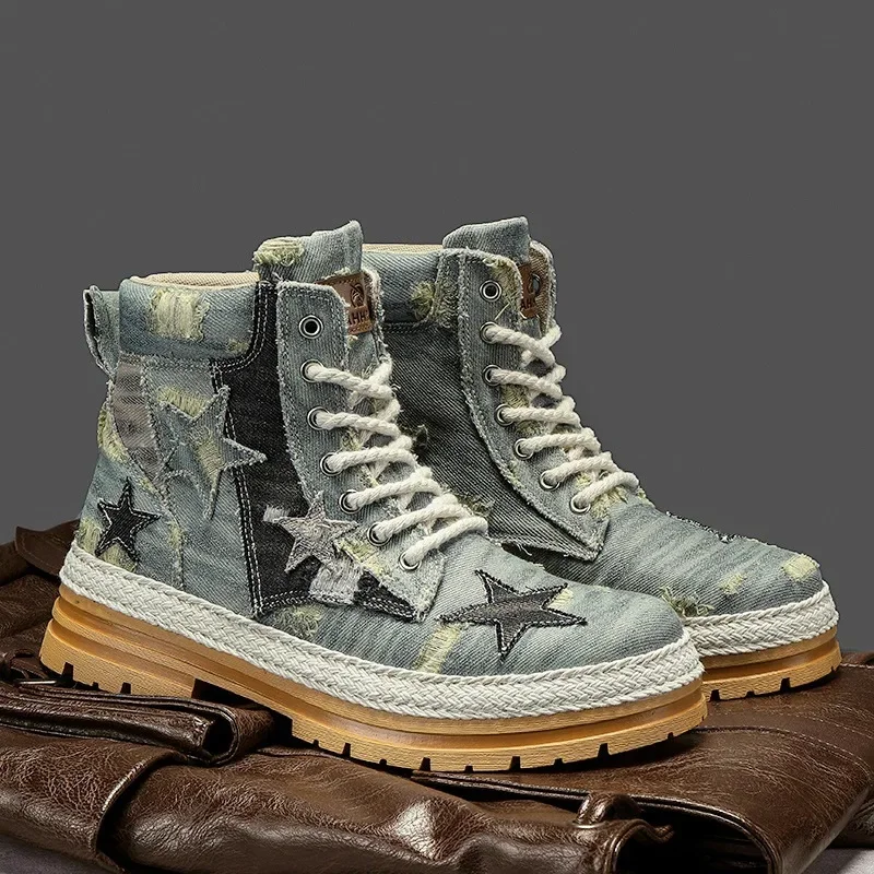 

Мужские ковбойские мотоциклетные ботинки, новые удобные короткие ботинки в британском стиле, повседневная обувь для альпинизма, Осень-зима 2024