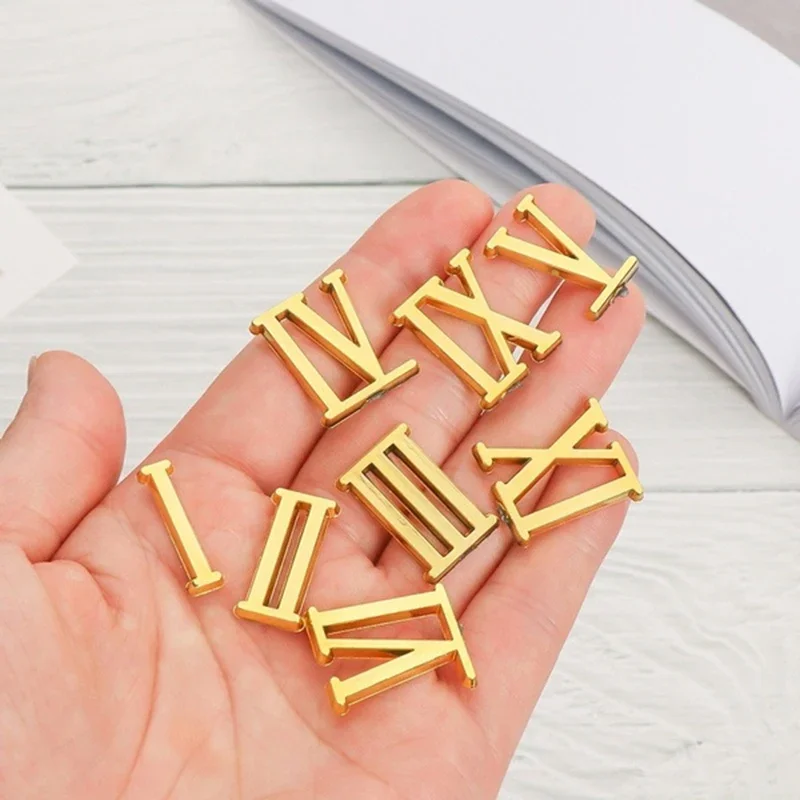 Roman Numerals 0-12 Arabic Number Replacement Gadget Silver Gold Digital Clock Numerals Parts Quartz Clock Parts DIY Tools 1Set,clock repair tools