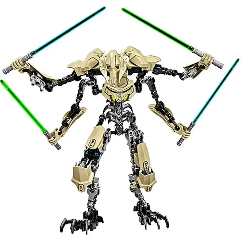 Hot 32cm Ksz714 Star Toy Anime  Action Figure Robot Grievous With Lightsaber Hilt Combat Model Building Blocks Gifts