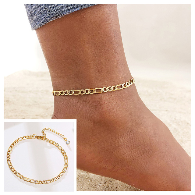 Chain Anklet for Women Girls Adjustable Summer Beach Chain Anklet Bracelet Mother's Day Gifts Stainless Steel Not Allergic