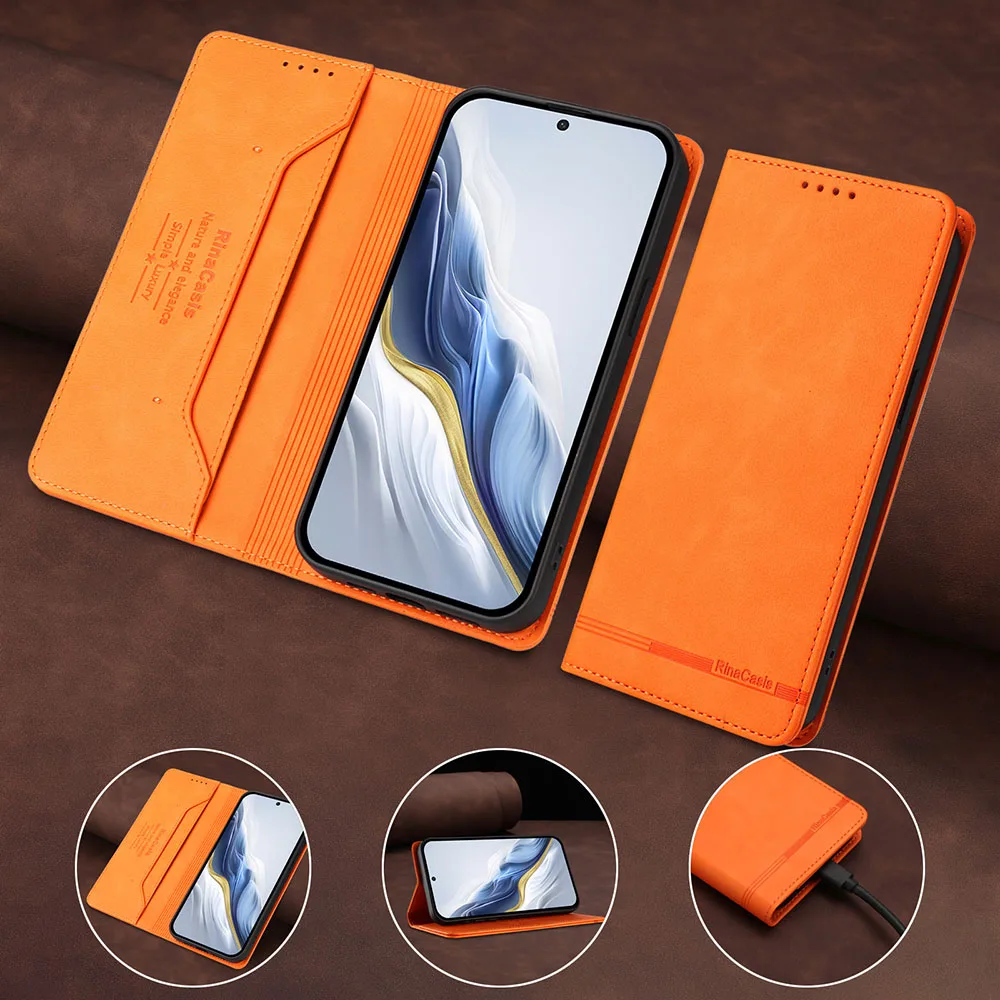 Magnetic Leather Wallet Flip Case - Premium Back Cover in Elegant Design