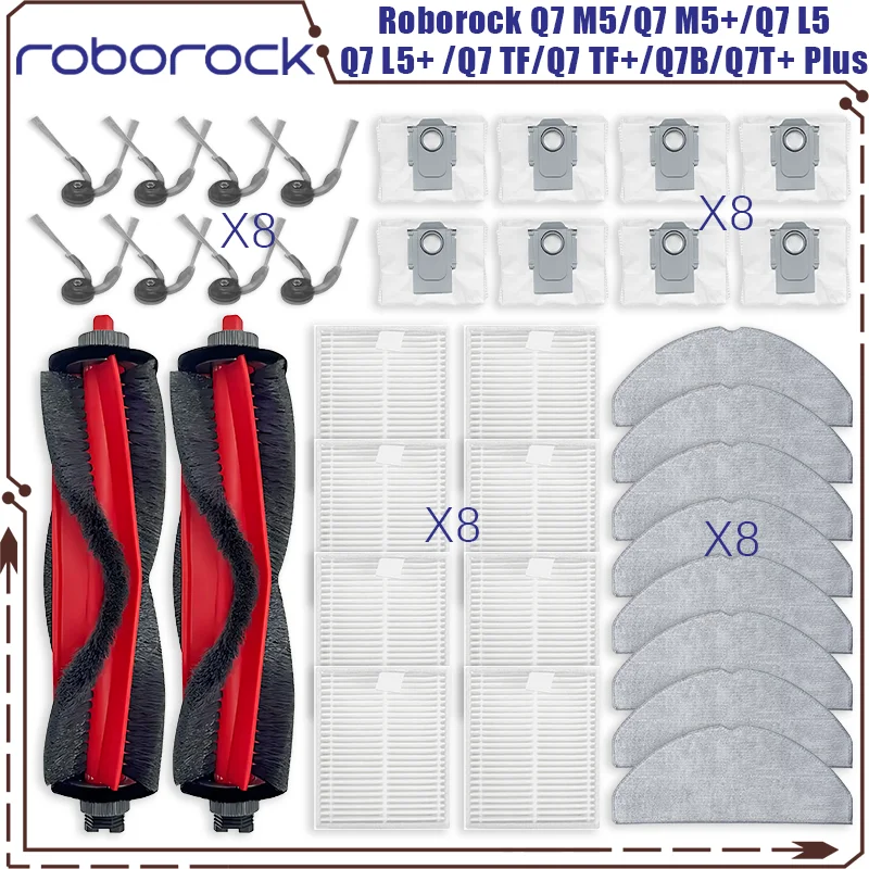 Q7 M5 Accessoires voor Roborock Q7 M5, Q7 M5 , Q7 L5, Q7 L5 stofzuiger, 1 hoofdborstel, 4 HEPA-filters, 6 schoonmaakdoeken, 4 zijborstels, 1 borstel, 1 schroevendraaierset Q7 M5 Accessoires voor Roborock Q7 M5, Q7 M5 , Q7 L5, Q7 L5 stofzuiger, 1 hoofdborstel, 4 HEPA-filters, 6 schoonmaakdoeken, 4 zijborstels, 1 borstel, 1 schroevendraaierset