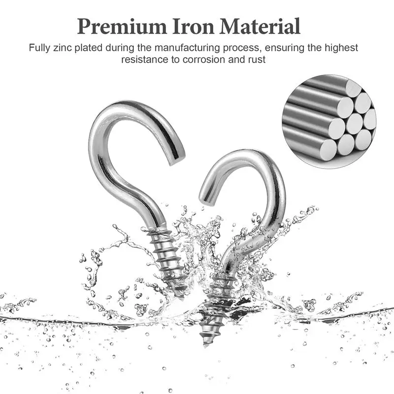 100pcs Iron Screw Hooks Heavy Duty Ceiling Hooks Multipurpose Screw Hook For Hanging Storage Iron wall hooks hanging hooks