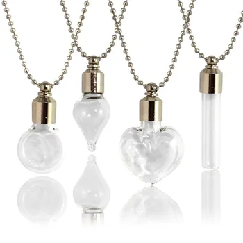 Collana portatile riempibile con vasetti dei desideri con catena a sfera Collana con fiale di gioielli con urna Collana con bottiglie di vetro riempibili per ceneri 1