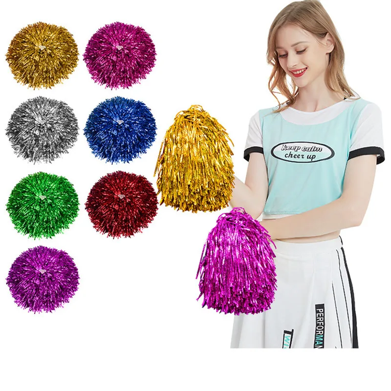 2Pc 30cm Cheerleading Pom Pons Handed Ball-flower Practical Bright Color Glitter for Basketball Sports Dance Cheerleader