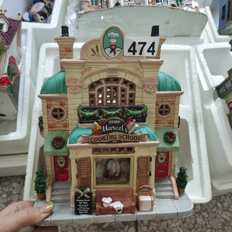 

Lemax креативная керамическая окрашенная Ночная лампа, миниатюрная версия Европейского здания, предметы интерьера, фотоподарок