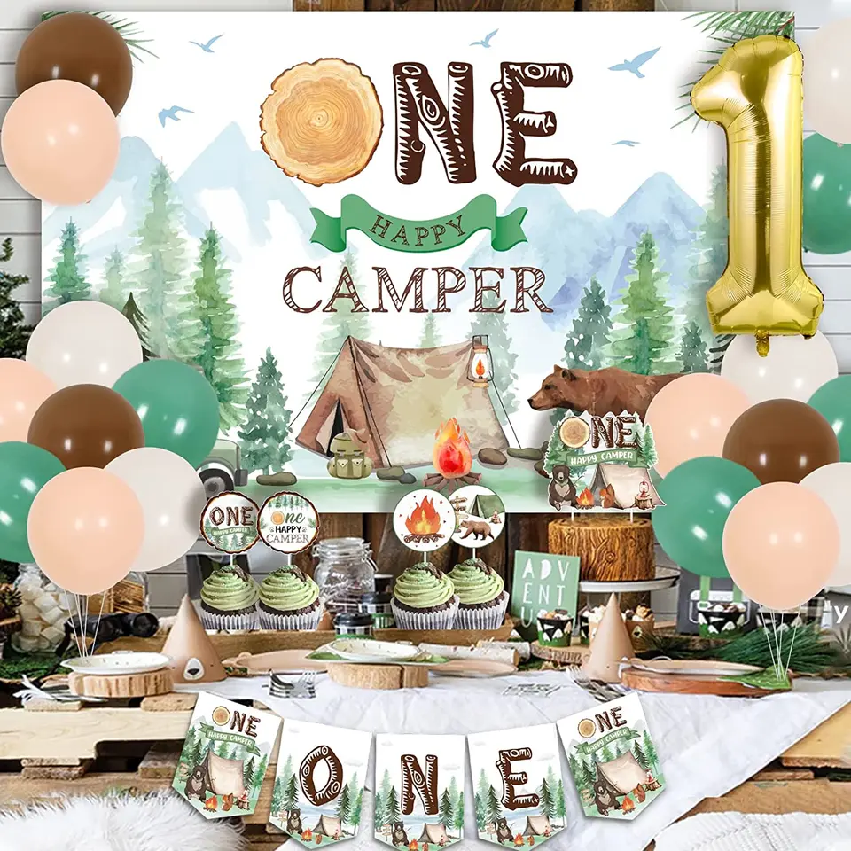 Happy Camper Disposable Plastic Table Covers - 2 Pack, 54"x108", Camping Theme Party Decor - View #4