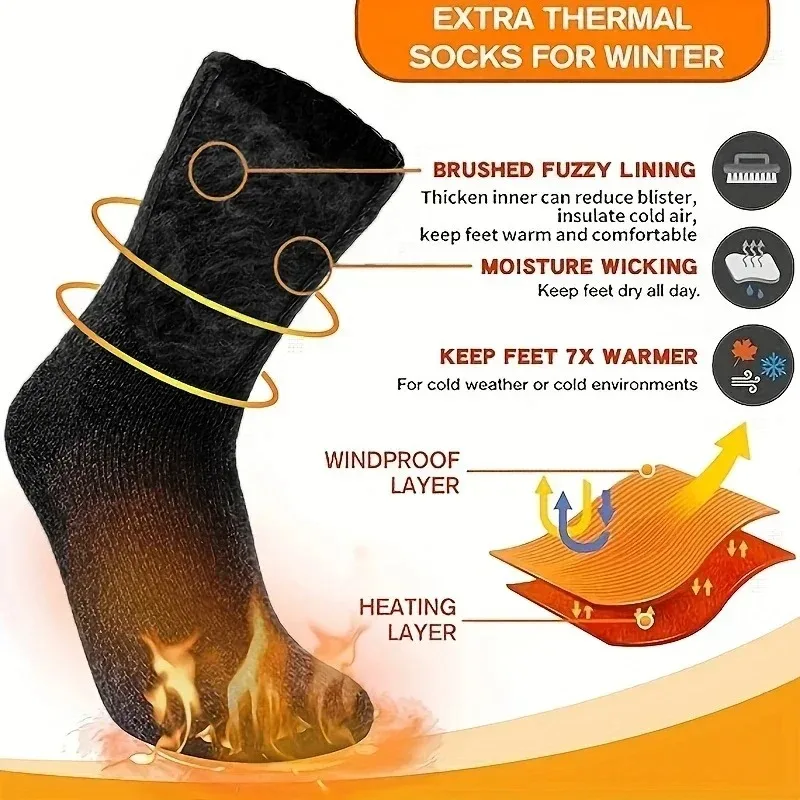 Merino Wool Socks Male Unisex Winter Warm Thermal Cashmere Socks Fleece Terry Loop Middle Tube