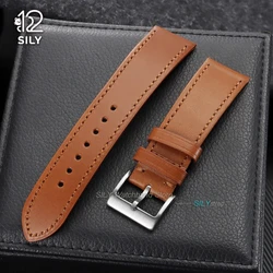 Premium Crazy Horse Leather Watchband - High - Quality Cowhide Wristbelt Accessory - 22mm (Red Brown)