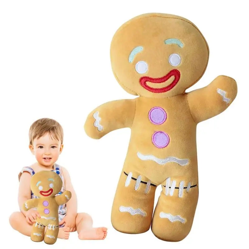 

11.8in Gingerbread Man Plush Toy Baby Appease Doll Biscuits Man Pillow Car Seat Cushion Reindeer Home Decor Toy Children