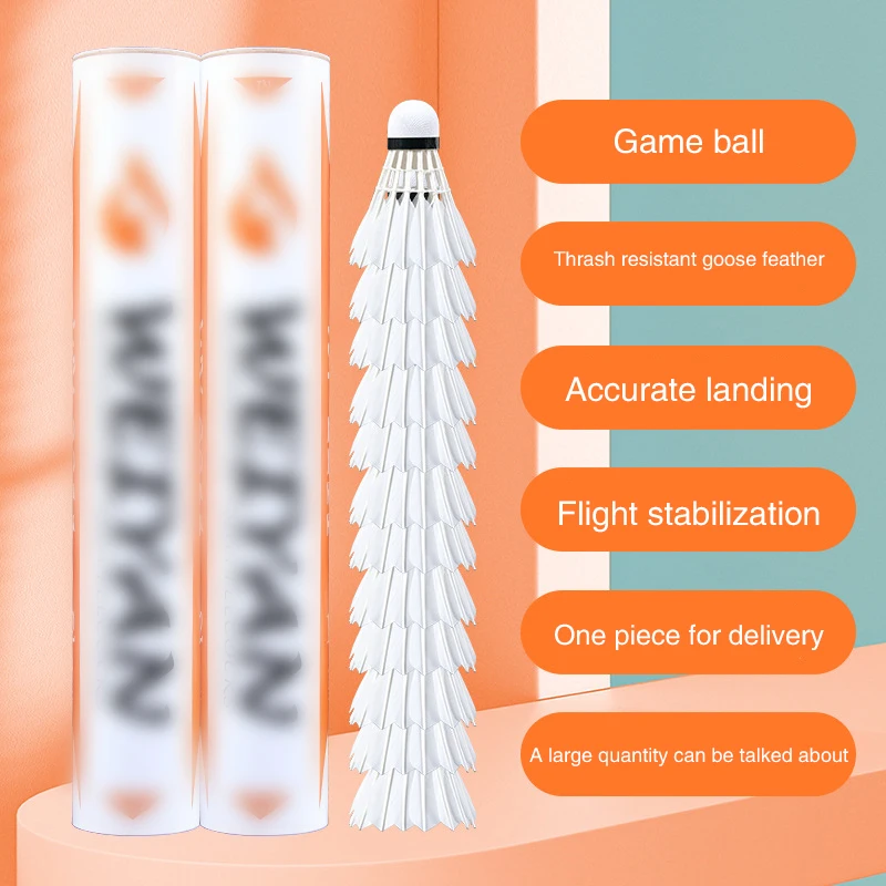 12 Palline Badminton Nylon - Volani Con Testa Sughero Per Allenamento Interno/Esterno