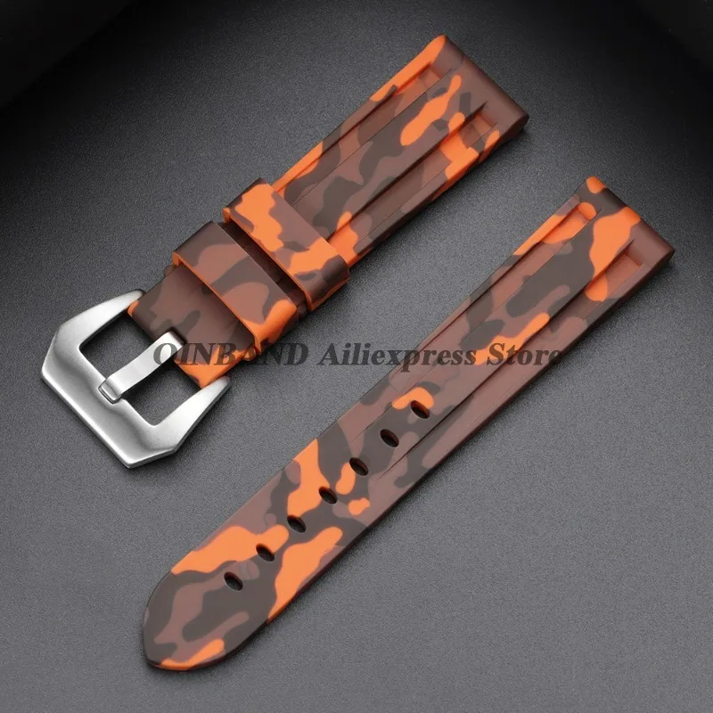 Camouflage Blue-Black-Grey Soft Silicone Watchband Replacement Strap