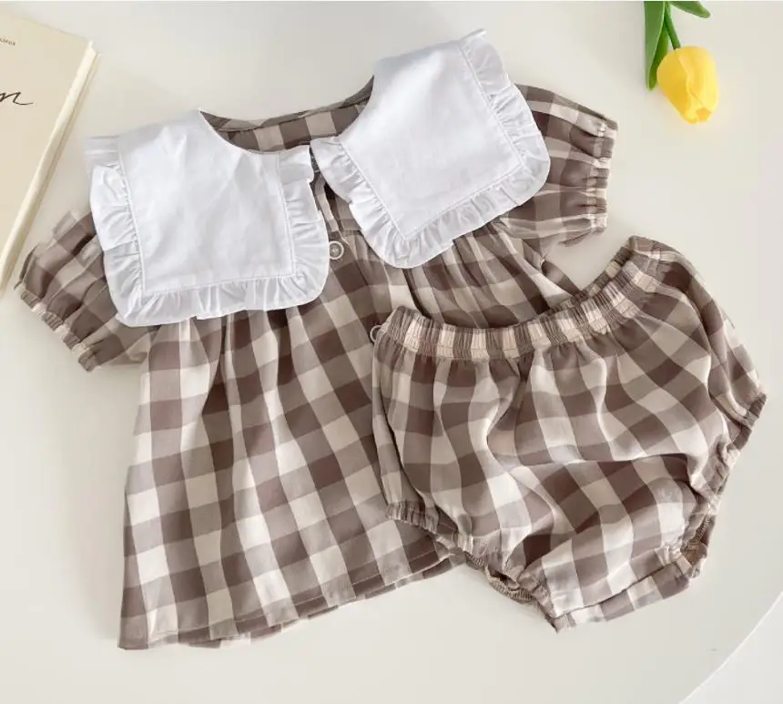baby dress and set Korean Style Flower Summer 2022 Short Sleeves Tops+PP Shorts Suit Baby Girls Clothes Infant Baby Girls Clothing Suit baby outfit matching set Baby Clothing Set