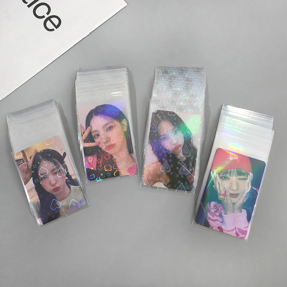 50Pcs/pack INS Toploader Glittery Love Heart Photocard Sleeves Korean Idol Photo Cards Protective Cover Photos Card Protector 3