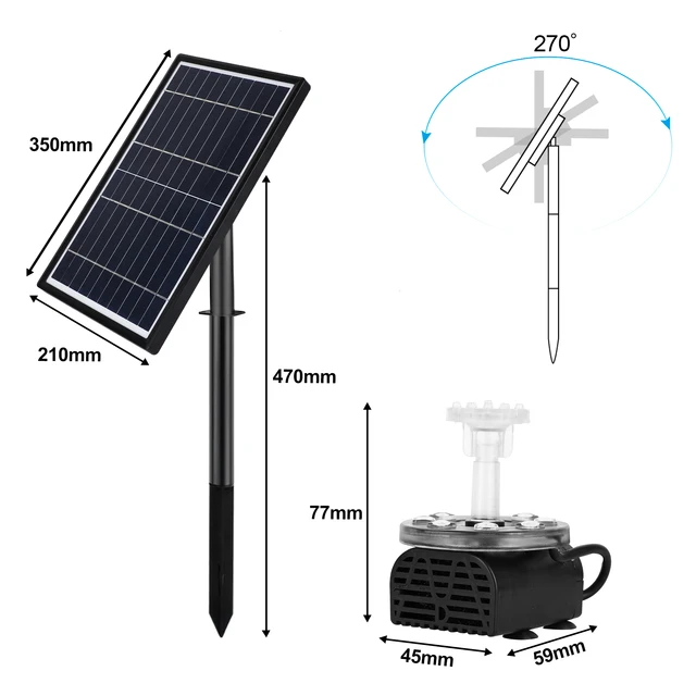 Új 10W 8 V -Os Színű Led -Es Lámpák Napenergia Szökőkút Szivattyú 12 Fúvókával, -Szivattyúval A Madárfürdő -Tó Kertjéhez És Szökőkúthoz - Image 6