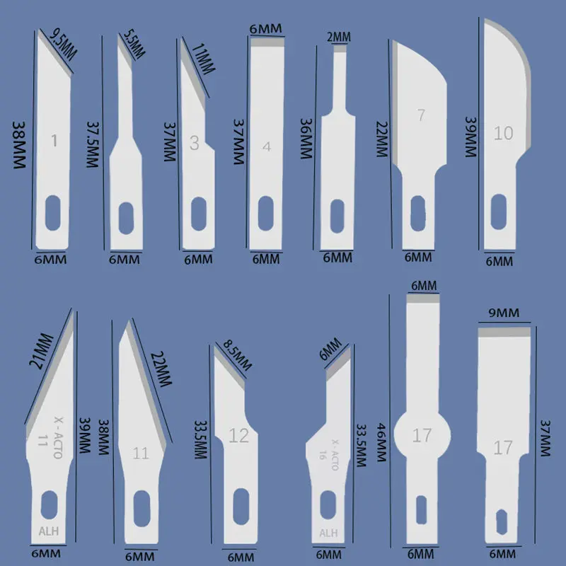 20 pz lame per intaglio del legno coltelli da taglio Craft Carve Tool scultura Utility incidere bisturi in metallo Woodcarve PCB riparazione lama fai da te