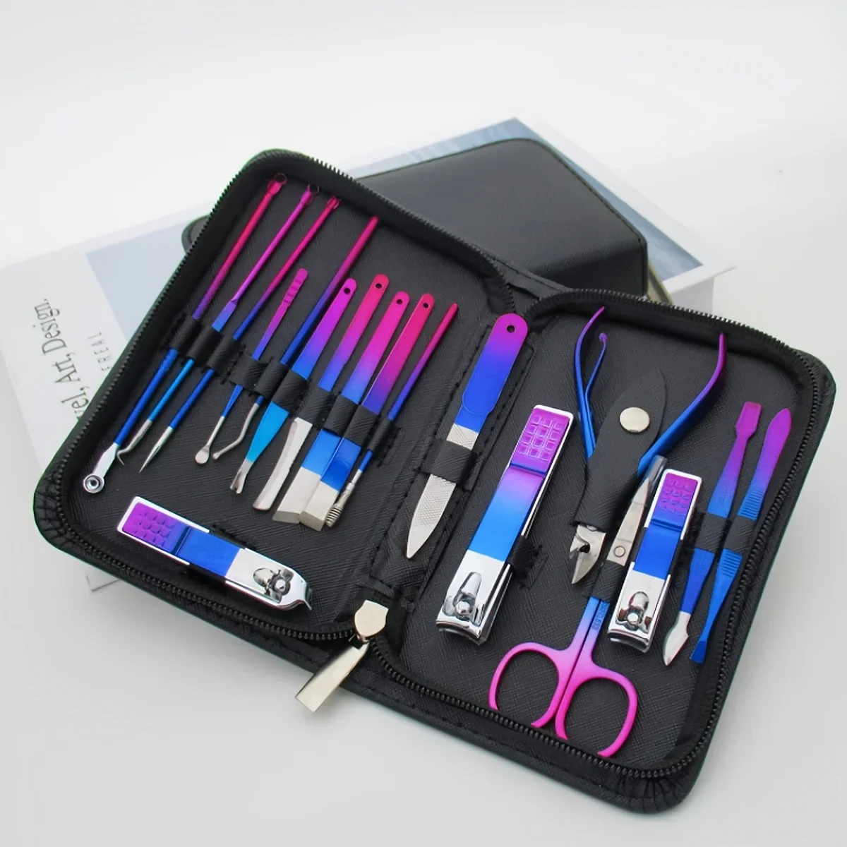 Ouriner 9/18pcs Set Professional Stainless Steel Manicure & Pedicure Kit Precision Nail Care with Nail Clipper Scissor 2