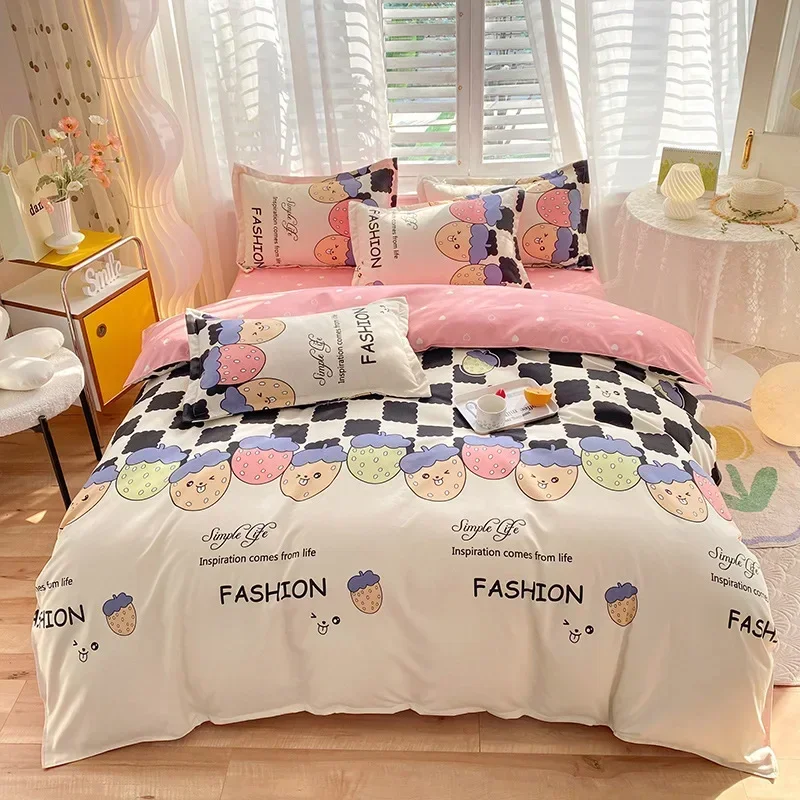 

Bed Linen New Four-piece Bed Sheet Set for Double Home Textile Thickened Brushed Luxury Pillowcases Bedroom Bedding Set
