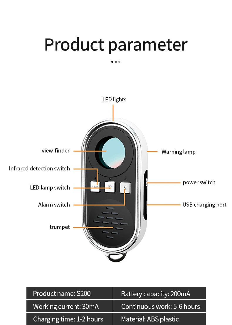 Anti-theft Video Detection Camera, Infrared Scanning Alarm Detector, Anti-photography and Anti-listening Video Detection Camera