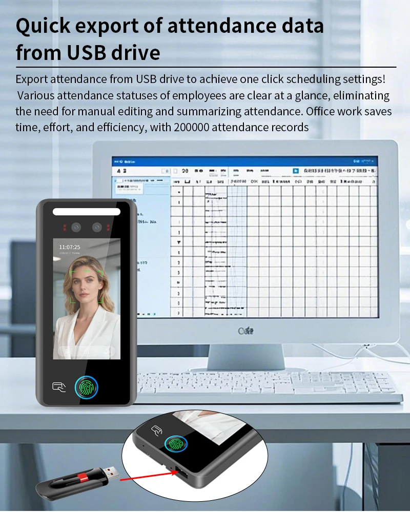 4.5 inch Dynamic Face Recognition Attendance System Terminal Time Attendance Doo