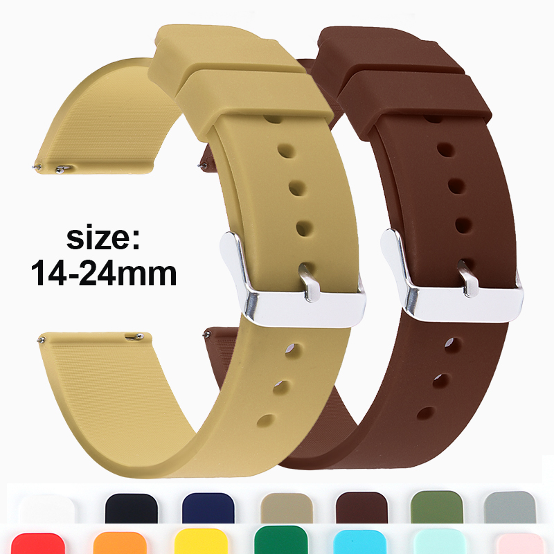 Quick Release Silicone Rubber Watchband 16mm 18mm 20mm 22mm 24 Women Men Strap Waterproof Sports Watch Belt Polished Buckle Band