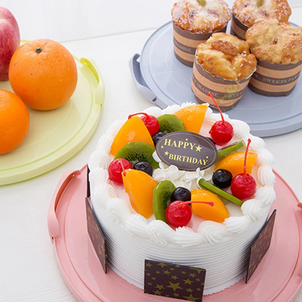 Round Plastic Cake Carrier Box Cake Plate Holder with Lockable Lid Cover Dessert Stand Tray for Wedding Party Supplies storage box kitchen storage box food storage container food storage box rice storage box