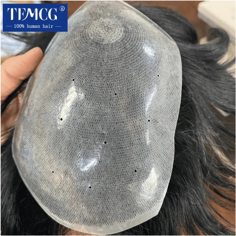 Male Hair Prosthesis Silicone Microskin Base 100% Human Hair Replacement Mens Toupee Breathable Biological Scalp Wigs For Men 5
