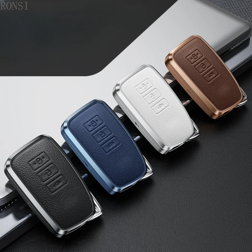 

Alloy Leather Car Key Case Cover For Lexus LX IS GS RX300 RX450 2016 2017 2018 2019 NX 2020 3 Button Styling Accessories