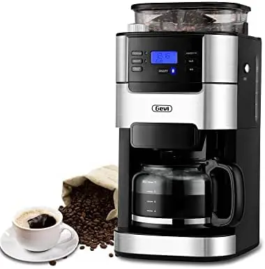 

10-Cup Drip Coffee Maker, Grind and Brew Automatic Coffee Machine with Built-In Burr Coffee Grinder, Programmable Timer Mode and