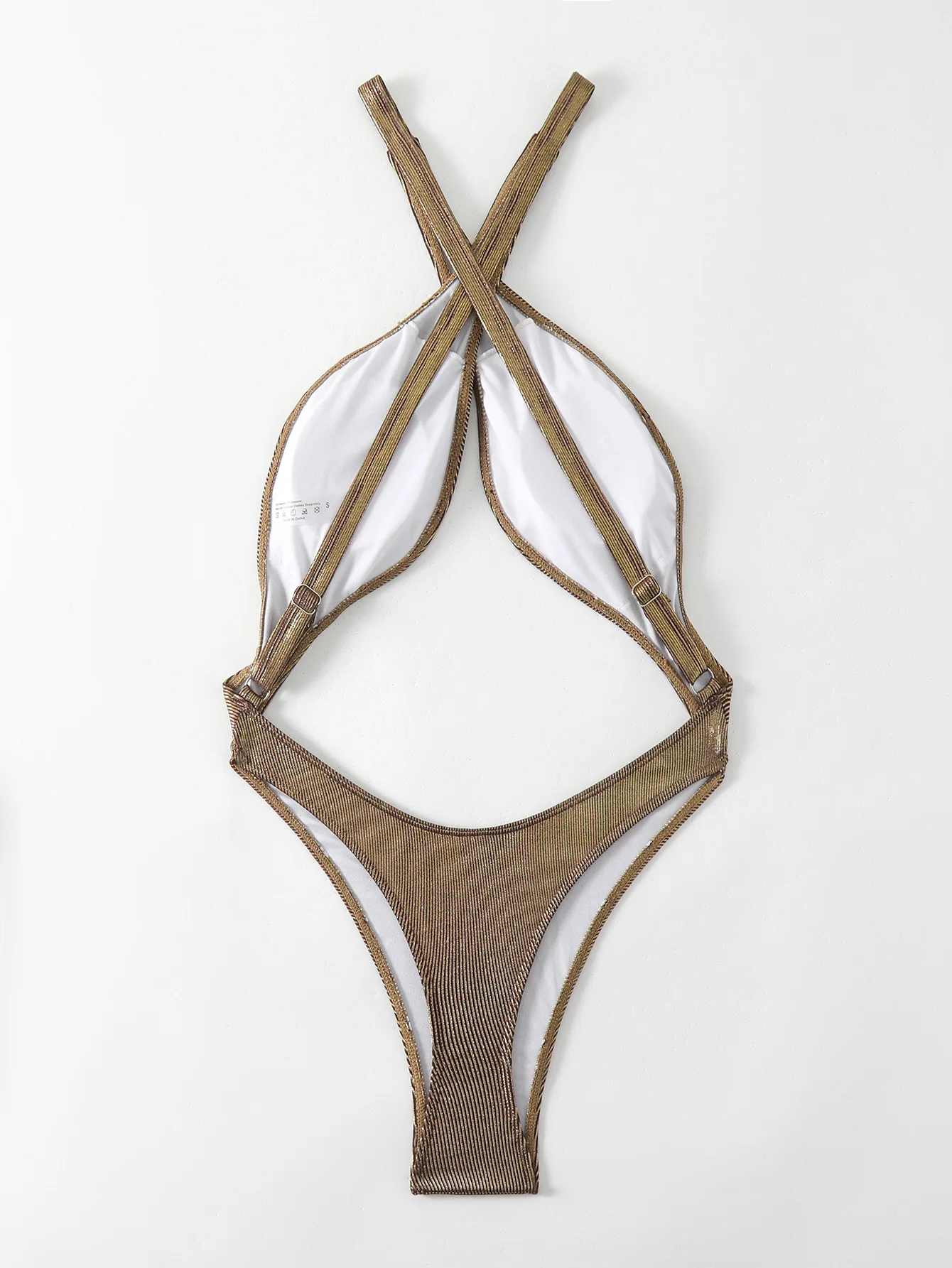 2024 PU Shiny High Cut Out Female Swimwear One Piece Swimsuit Women Cross Backless Monokini Thong Bathing Suit Swim Beach Wear