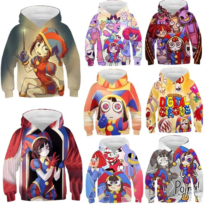 

The Amazing Digital Circus Print Boys Pullover Long Sleeve Hoodies, Boys Sweatshirt For Spring Fall, Kids Hoodie Tops Outdoor