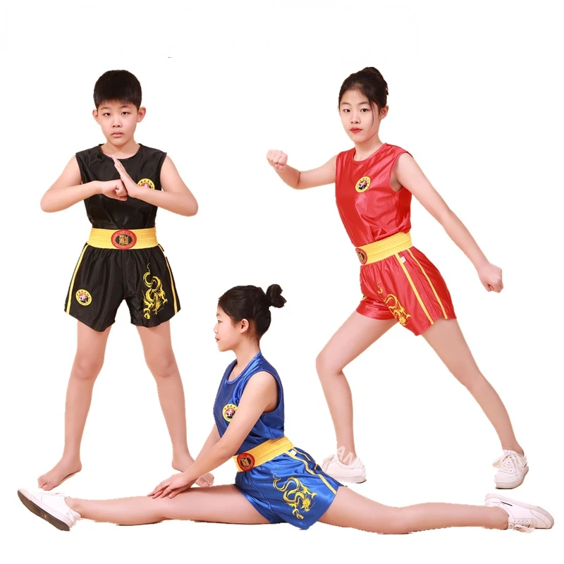Children Costumes Unisex Boxing Uniform Sanda Suit Kongfu Uniform Wushu Clothing Martial Arts Performance Costume for Children Adult