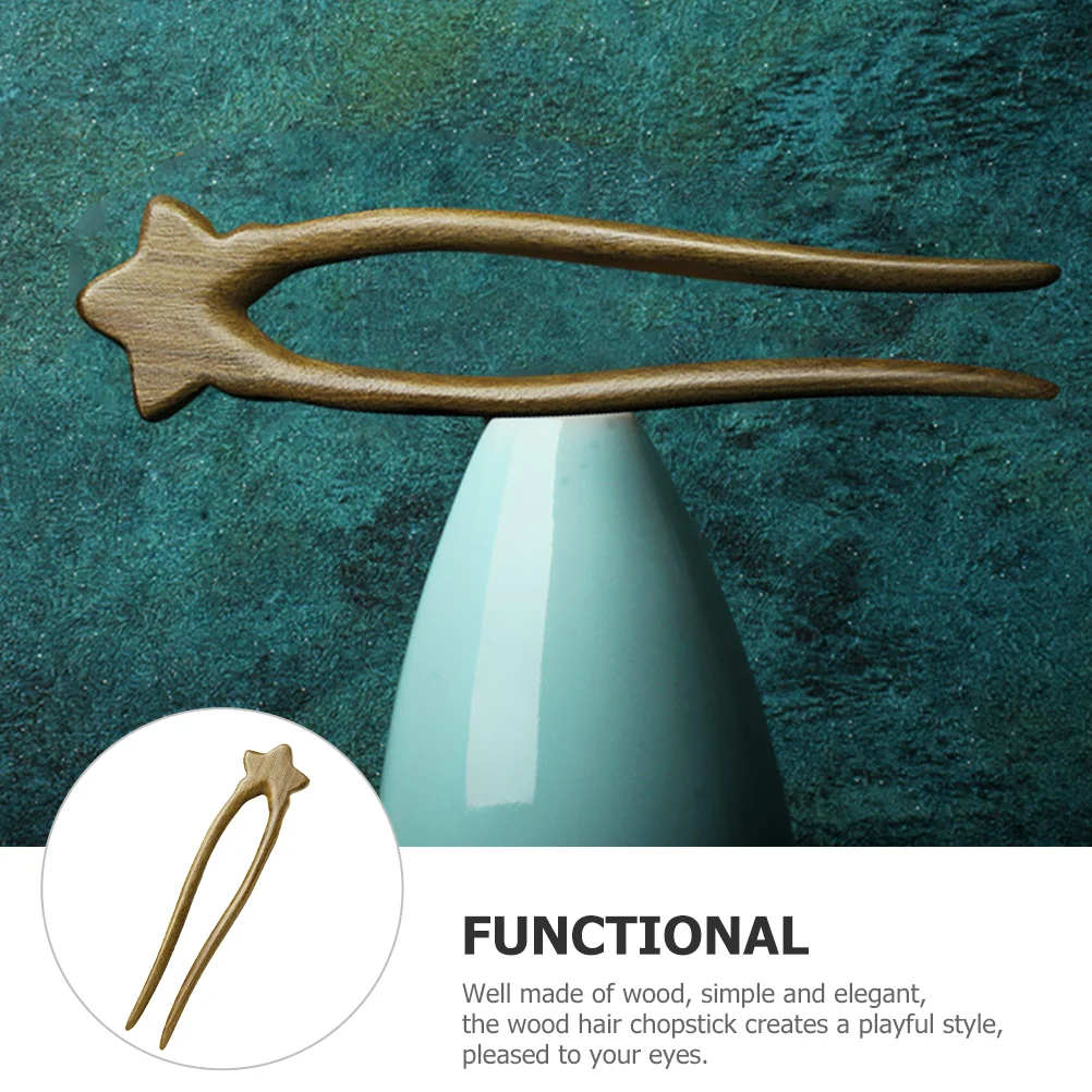 Green Sandalwood Star Double Hairpin Decorative Stick Pins for Women Daily Wear French Accessories Buns Shaped 5
