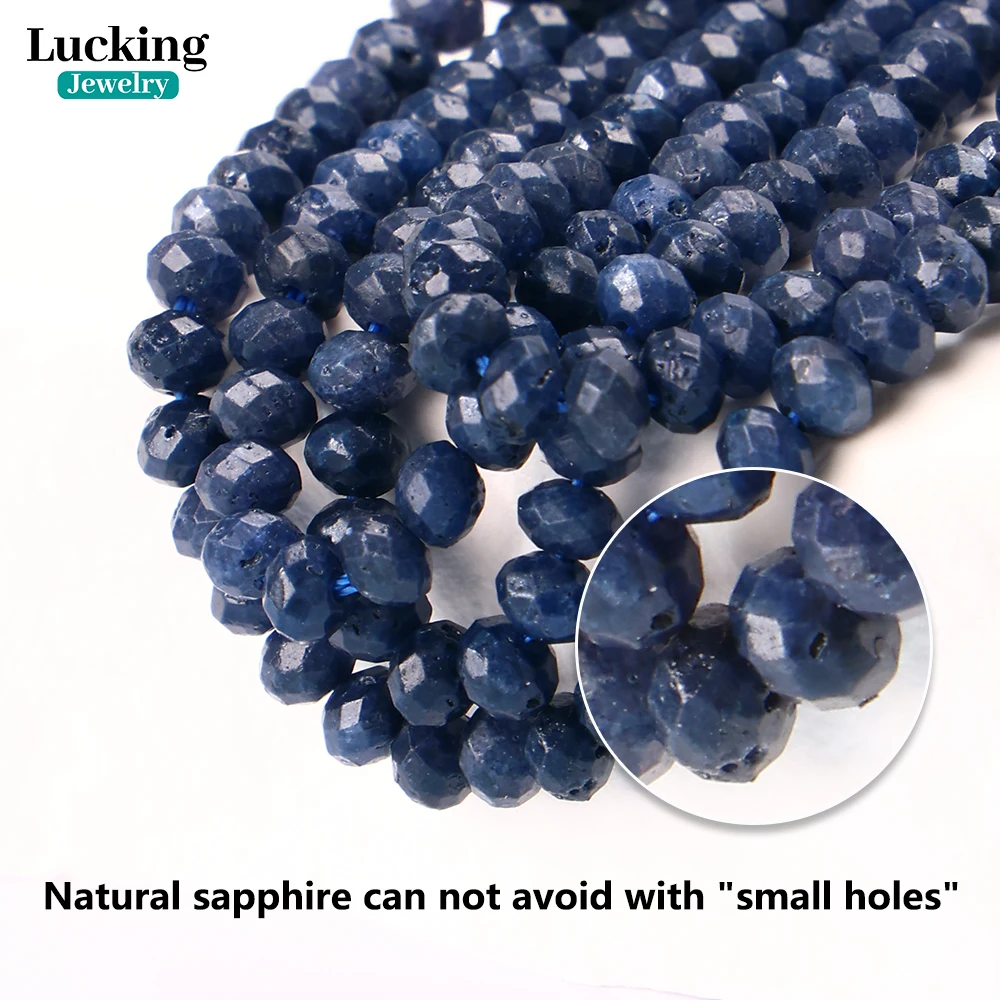 Natural Sapphire Beads 3x4mm Rondelle Faceted Beads for Jewelry Making, Healing Energy Stone Bracelet Necklace 3