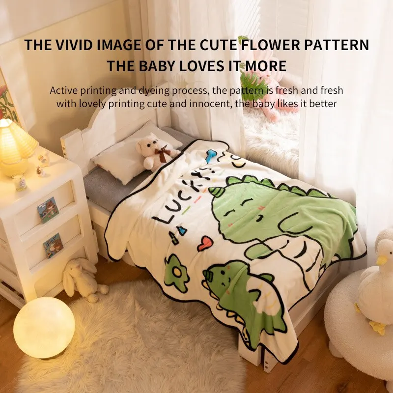 Cartoon Dinosaur Pattern Blanket Summer Nap Baby Blanket Soft And Comfortable Fabric Air Conditioning Quilt 100*104CM 1 PCS baby blanket