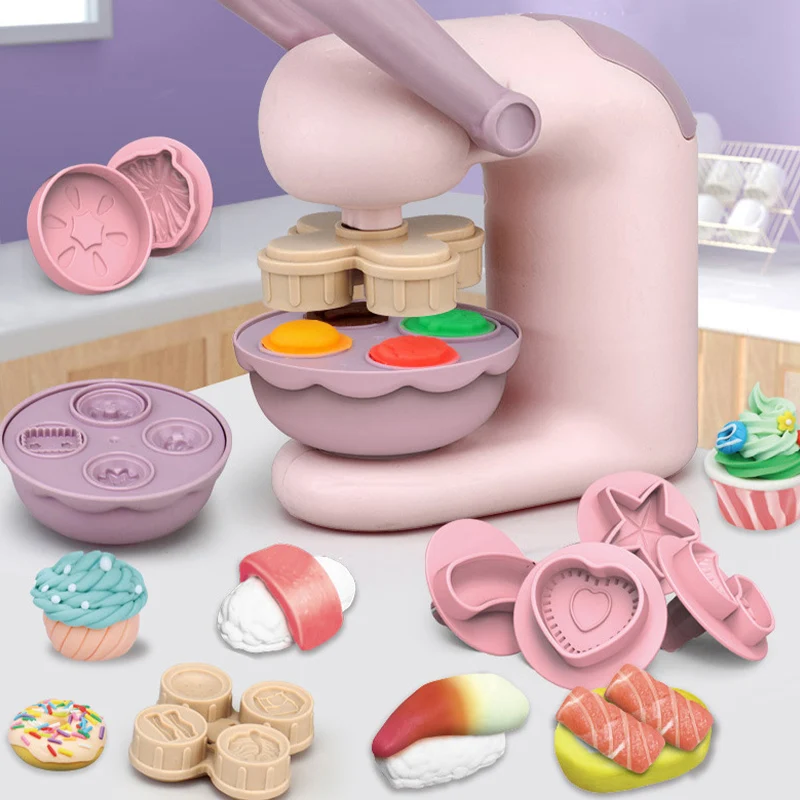 Kitchen Toys Pretend Kitchen Toys Pretend Food Toys Doll House Toys Diy Clay Pasta Machine Children Pretend Play Simulation Kitchen Ice Cream Machine Suit Model Girl Toys Gift