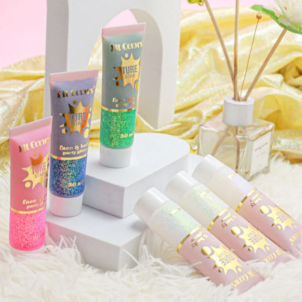 Facial&body Chameleon High Gloss Glitter Powder Long Lasting Waterproof Stage Party Glitter Eyeshadow Hair Face Body Glitter Gel 6