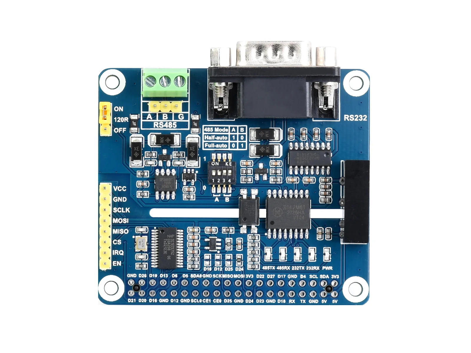 Waveshare  RS485 RS232 Ȯ HAT,  , SPI 