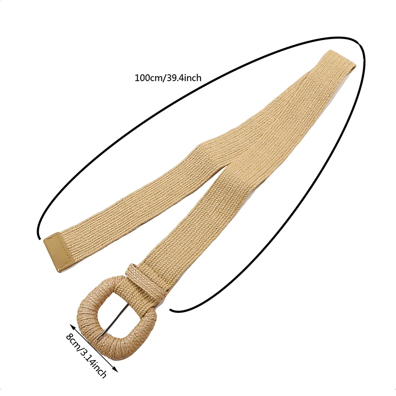 Black handmade woven waistband Summer Patchwork Straw Woven Belt Wide Waistband Fashion Female Waist Belt