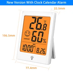 Compact Indoor Digital Thermometer and Hygrometer with Stand and Magnet (New White)