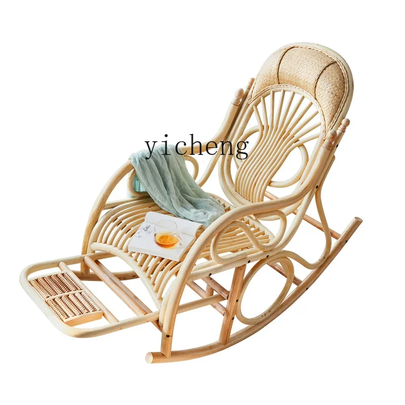 

YY Nordic Home Rattan Rocking Chair Indonesia Real Rattan Lazy Rocking Chair Recliner Chair
