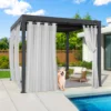 Outdoor Patio Voile Sheer Curtains Waterproof Drapes Rod Pocket Blackout Chiffon Gauze Tulle Curtain Garden for Porch Pergola 2