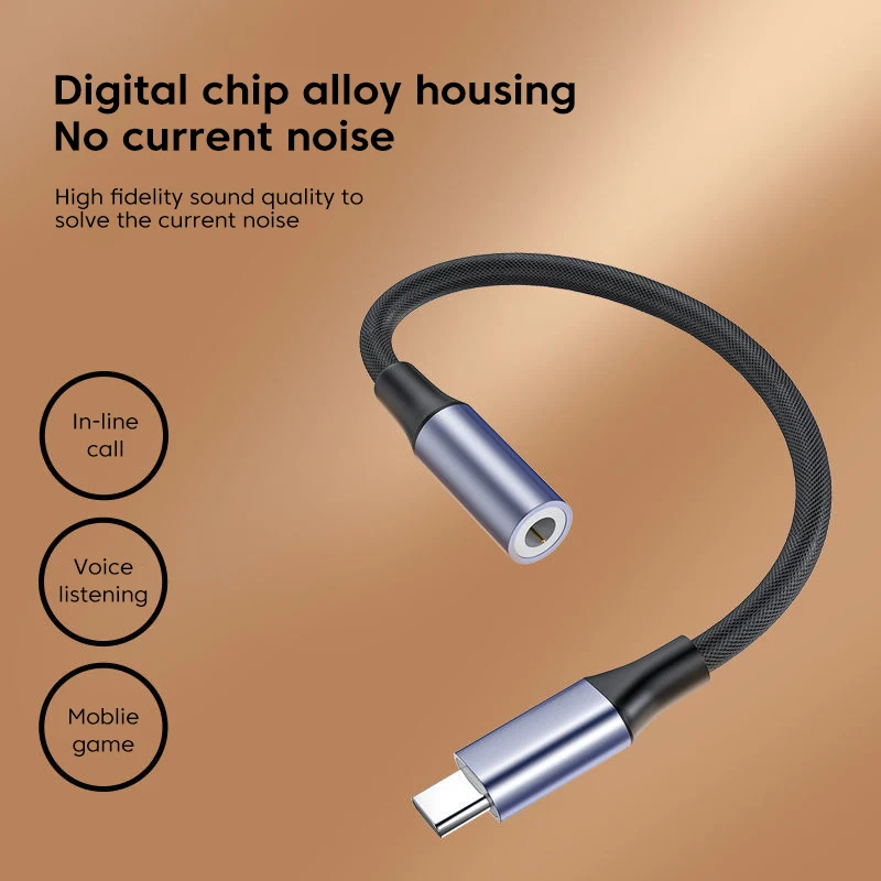 Enhanced USB-C to 3.5mm Audio Adapter - High-Fidelity DAC Converter