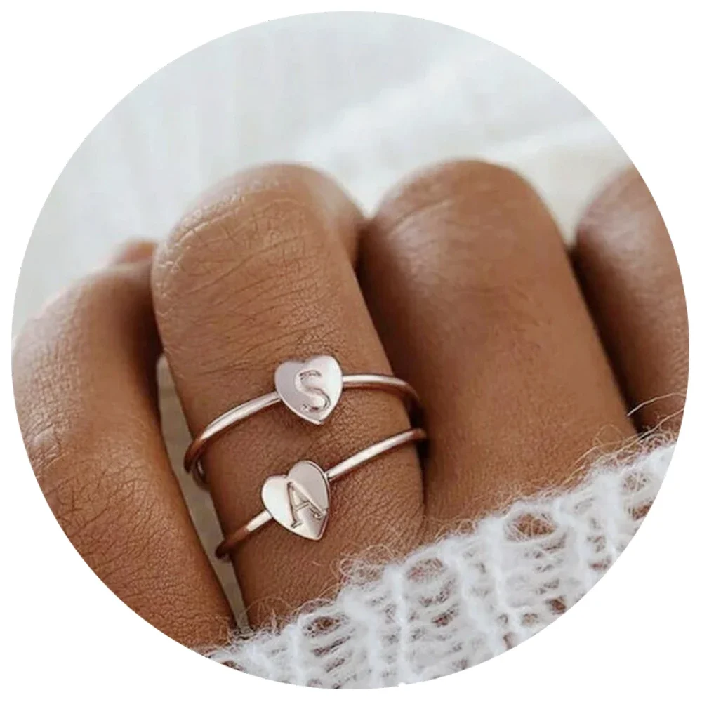 Vintage Gold Iniziali A B C D E F G H I J K L M N O P Q R S T U V W X Y Z Toe Heart Rings For Women Bff