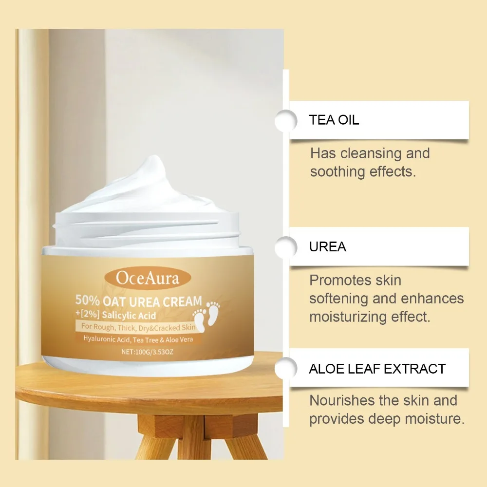 50% Oat 2% Salicylic Acid 2.76inch Urea Moisturizing Cream Oatmeal Aloe Vera Moisturizing Cream Hyaluronic Acid Tea Tree