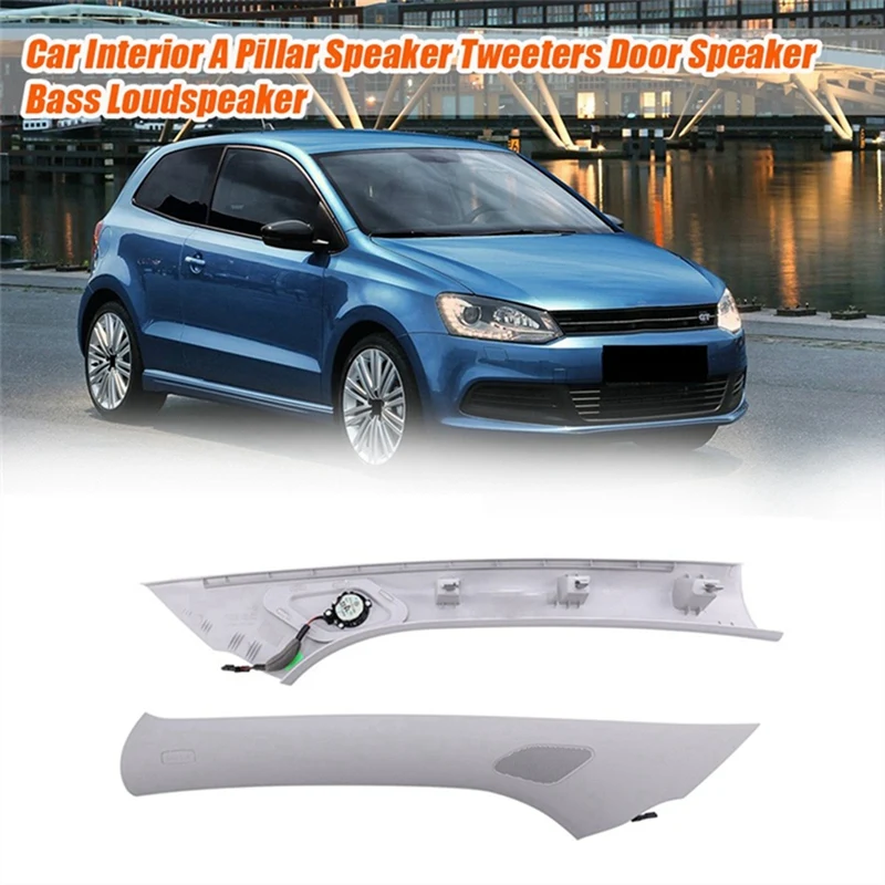 Front A Pillar Speaker Tweeters Cover Loudspeaker For VW Polo 2011- Interior Trim Door Speaker Bass