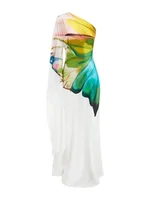 Yeezzi Women's Elegant Flower Printed Prom Banquet Long Dress 2025 New One-shoulder Asymmetric Vacation Bohemia Beach Maxi Dress - Image 5