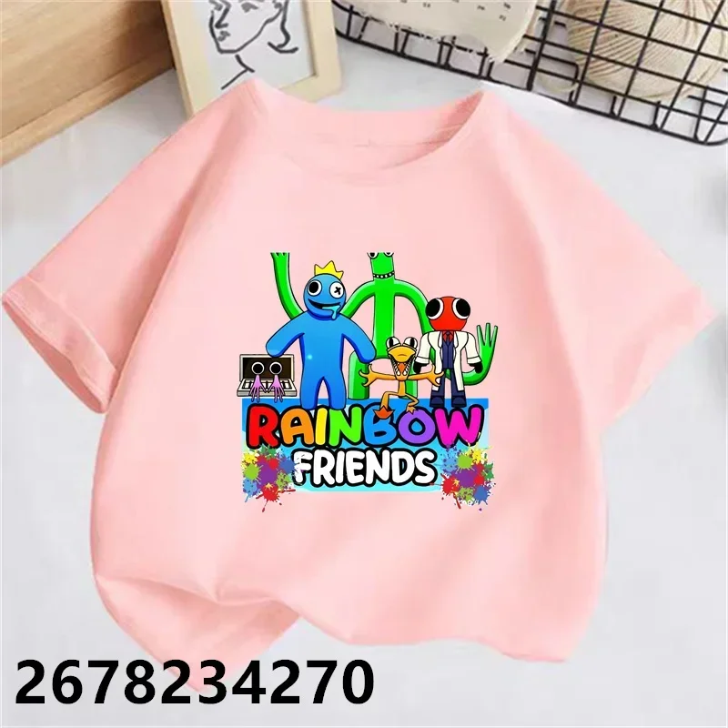 Hot Game Rainbow Friends T-Shirt Set Cartoon Boys Girl Baby Birthday Kids Clothes Short Sleeve T-Shirt Harajuku Multicolour Tops 3