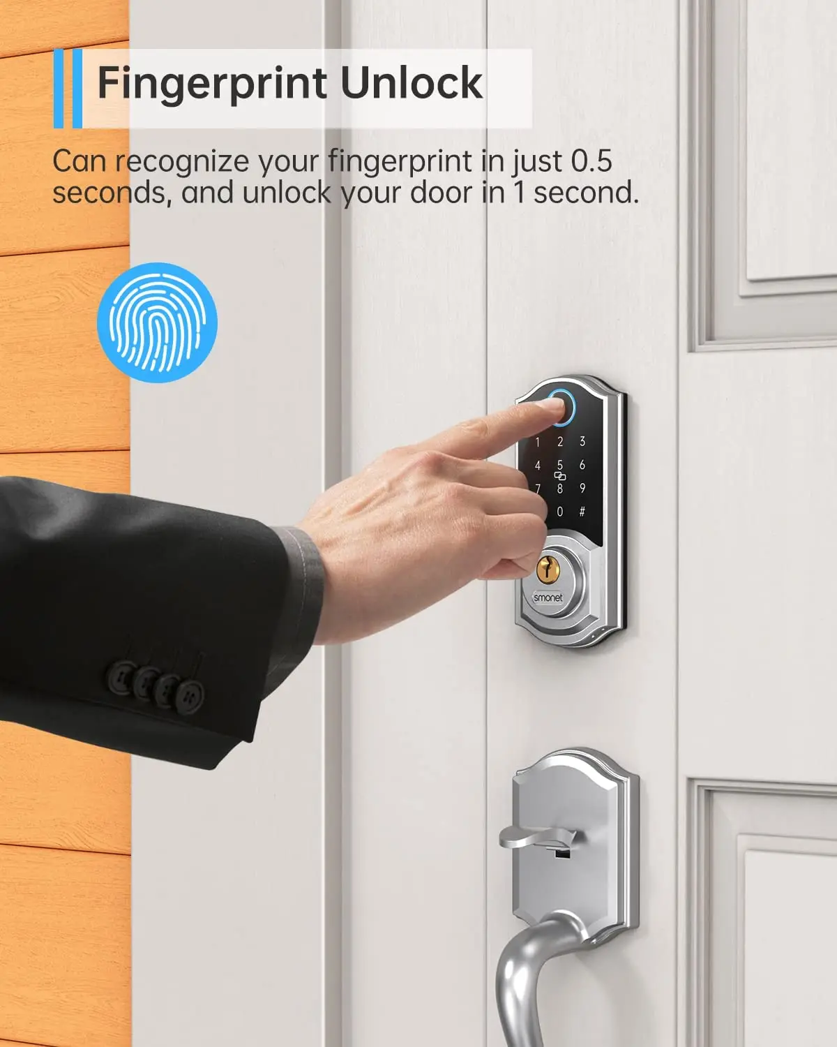 Smart Lock, SMONET Fingerprint Smart Door Lock, 5-in-1 Keyless